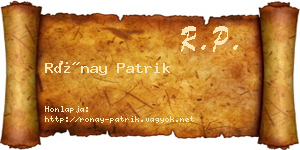 Rónay Patrik névjegykártya